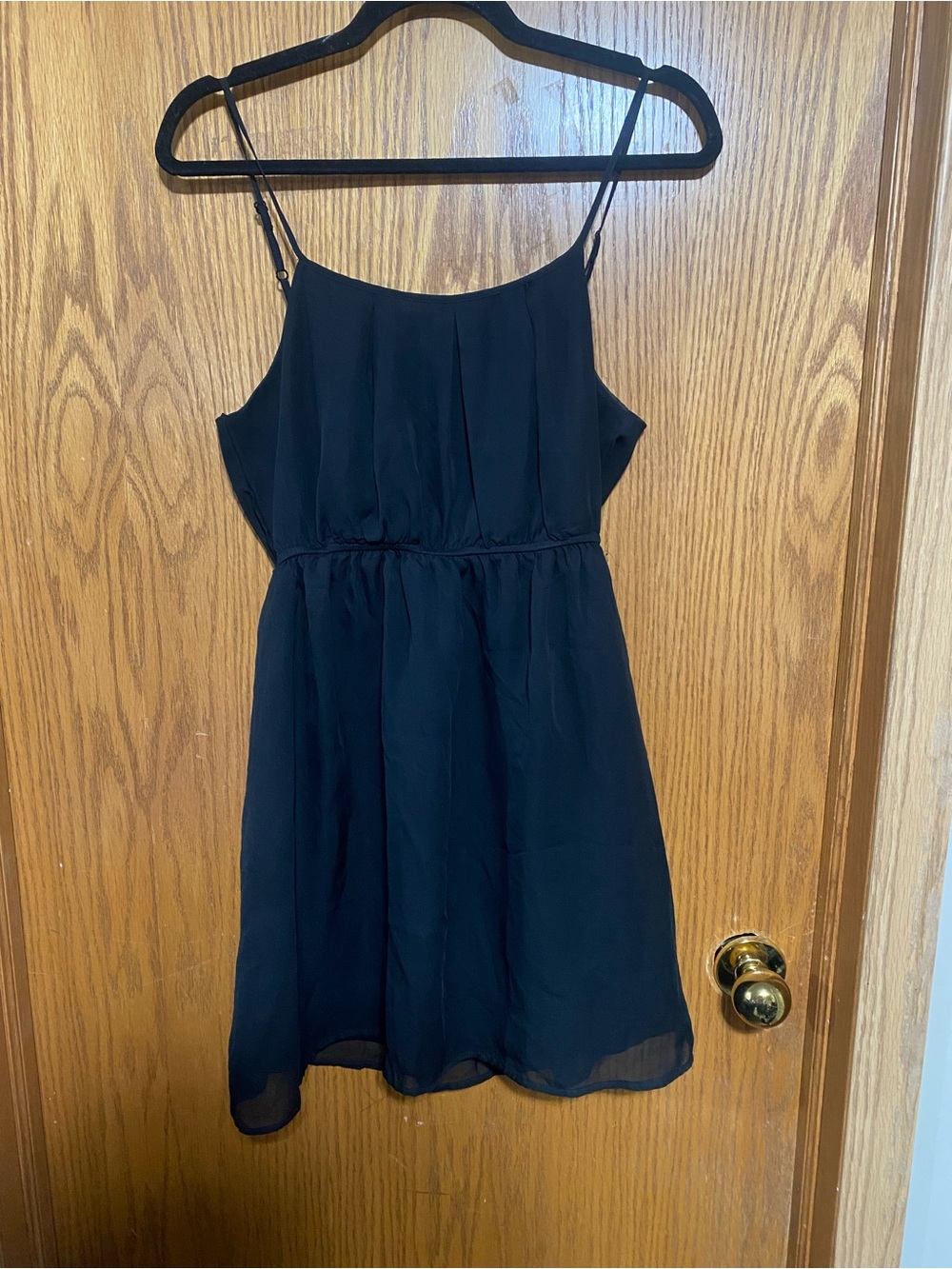 Black Spaghetti Strap Chiffon Dress